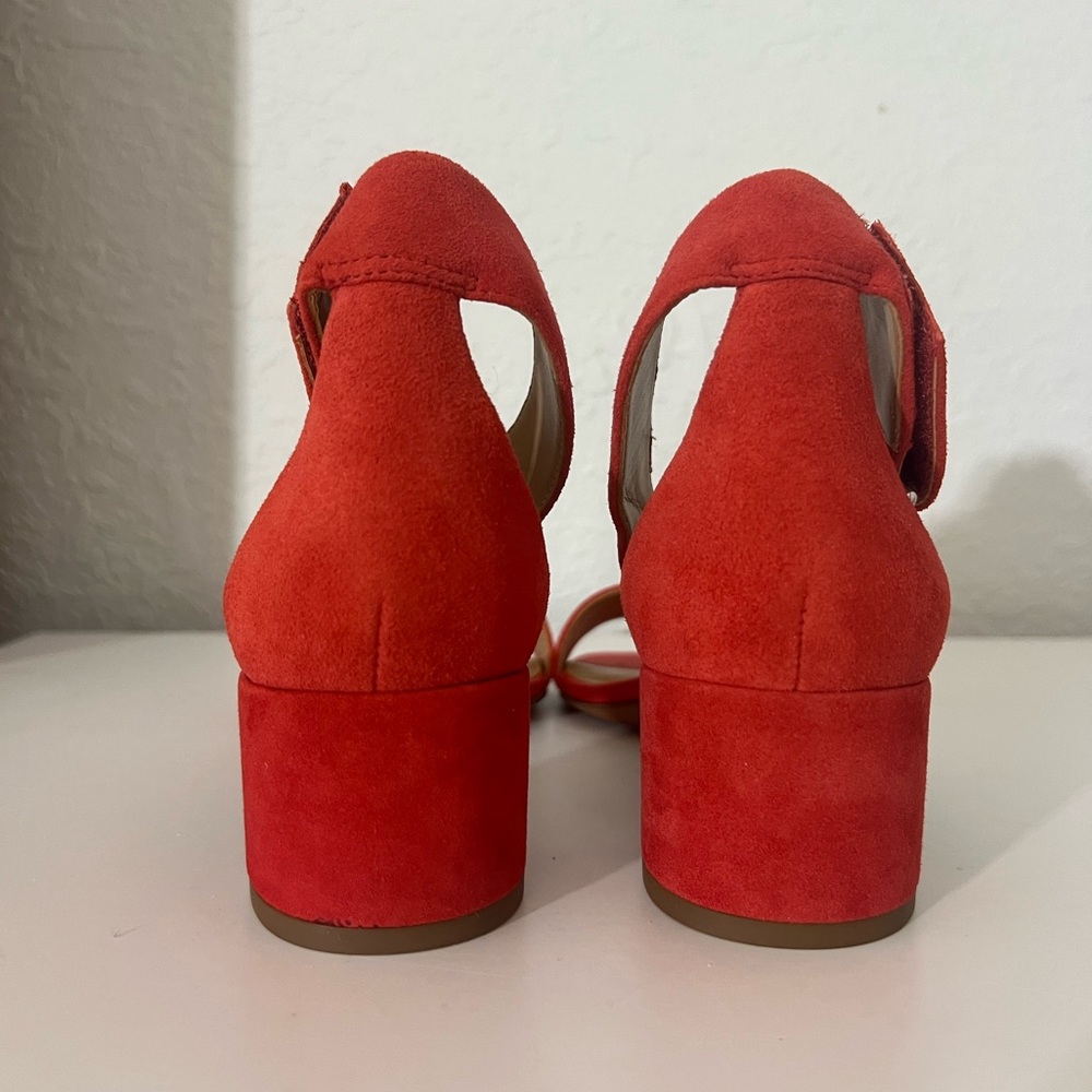 Franco Sarto Rosalina Suede Block Heel Sandal Red Size‎ 7 Minimalist Normcore - Picture 8 of 10
